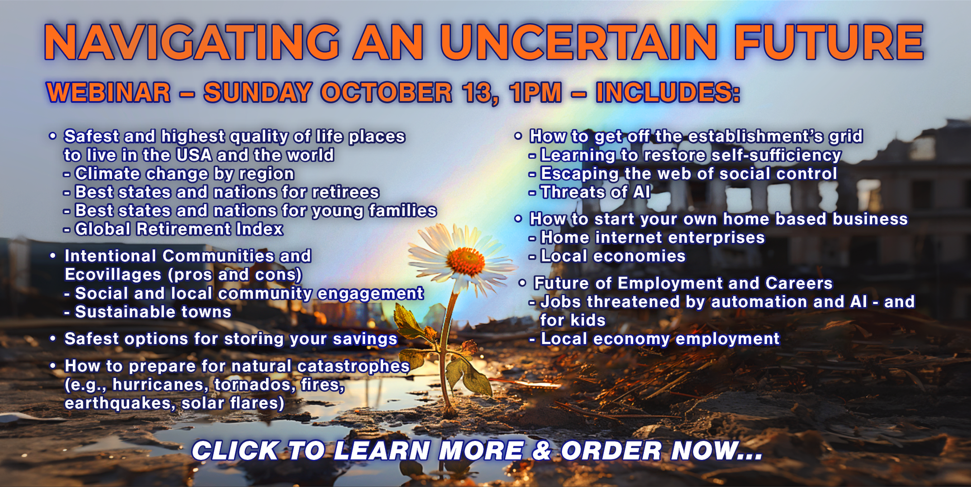 Webinar Recording of "NAVIGATING AN UNCERTAIN FUTURE" with Gary Null, Ph.D: - Lecture and Q&A from Sunday October 13, 1:00pm EST