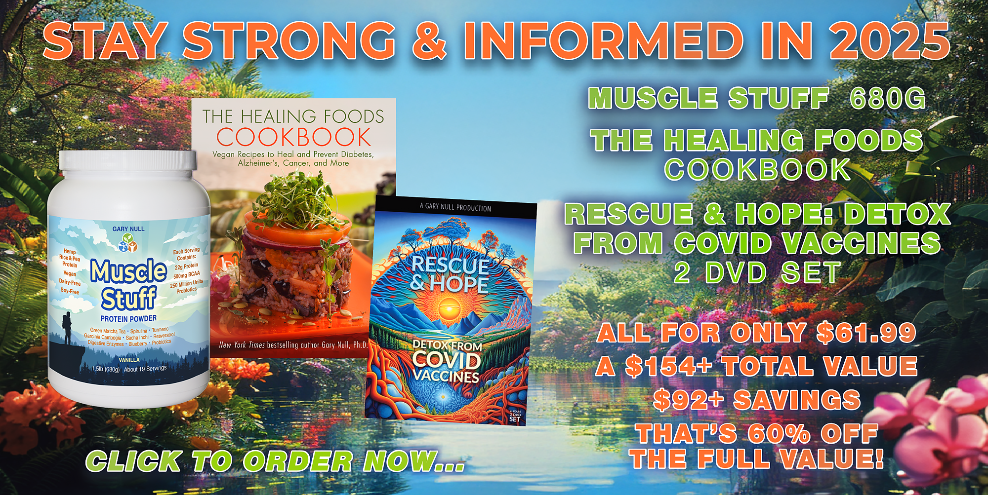 Muscle Stuff, Healing Foods Cookbook, Rescue & Hope 2 DVD Set